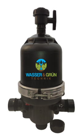 Filter 2" Scheibenfilter groß mit PE-Kupplung, Filter 2" mit Manometer und PE-Kupplung, 120 mesh bis 18-24 m²/h bis